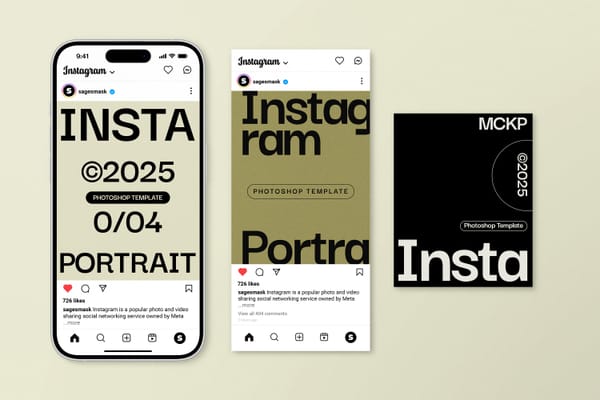 Social Media Mockup on Cream Background