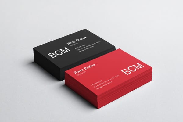 Black&Red Stacked Business Card Mockup