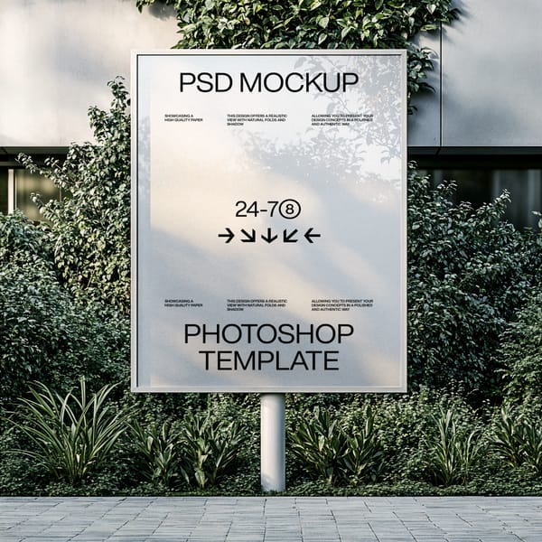 Stand Billboard Mockup on Garden