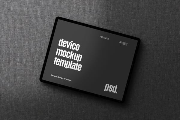 Tablet Device Mockup on Fabric Background