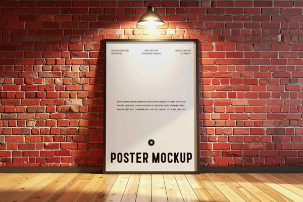 Frame Mockup on Red Brick Wall with Spotlight