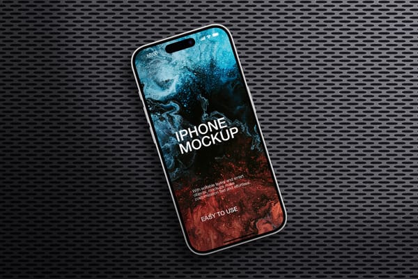 Modern iPhone Mockup on Metal Surface
