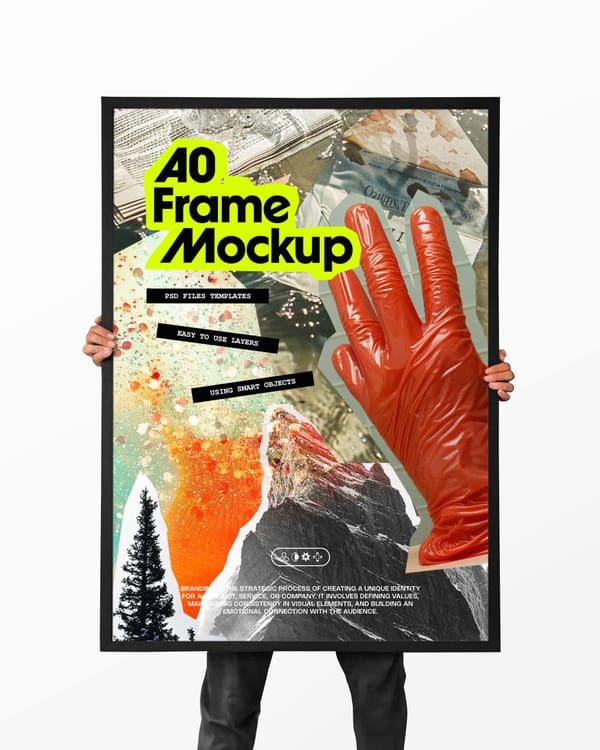 Hand Holding A0 Frame Mockup