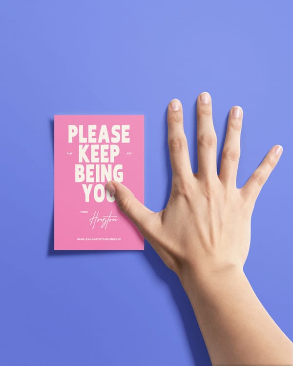Hand Leaning on Postcard Mockup