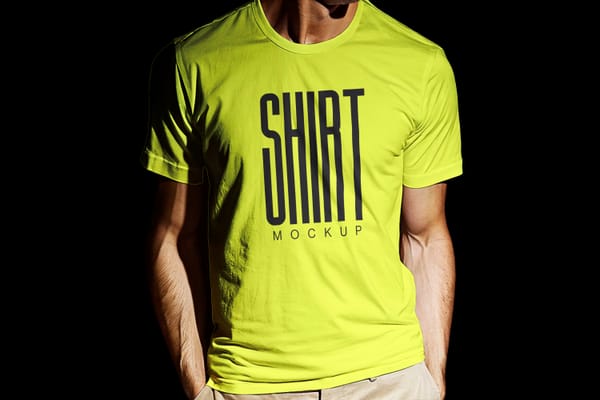 Yellow Men T-Shirt Mockup