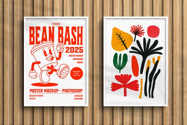 Simple Frame Poster Mockup on Wood