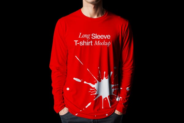 Men Long Sleeve T-Shirt Mockup