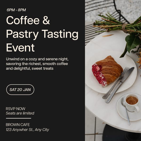 Coffee & Pastry Tasting Event Coffee Shop Instagram Post Template