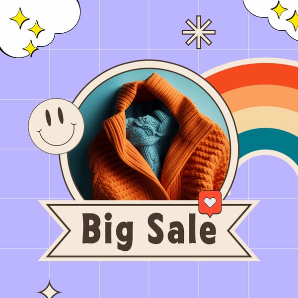 Big Sale Fashion Gradient Retro Instagram Post