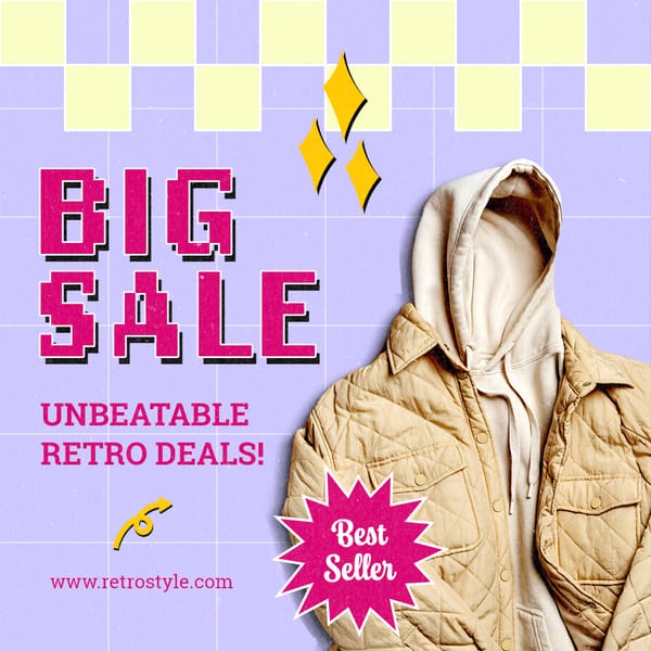 Big Sale Unbeatable Deals Gradient Retro Instagram Post