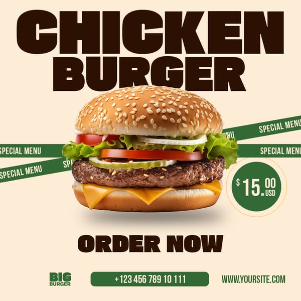 Chicken Burger Big Burger Instagram Post