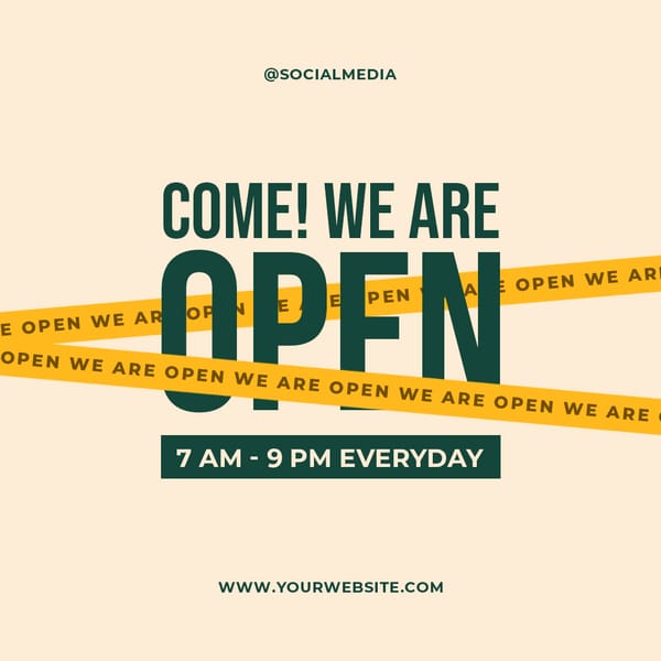 Come We Are Open Etigma Instagram Post
