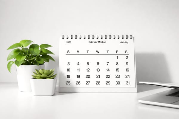 Modern Desk Calendar Mockup