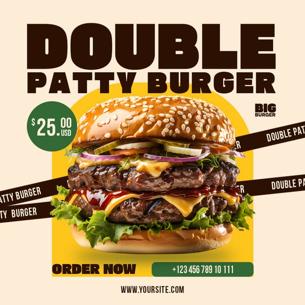 Double Patty Big Burger Instagram Post