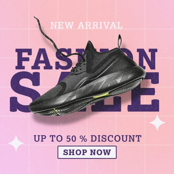 Fashion Sale Discount 50% Gradient Retro Instagram Post