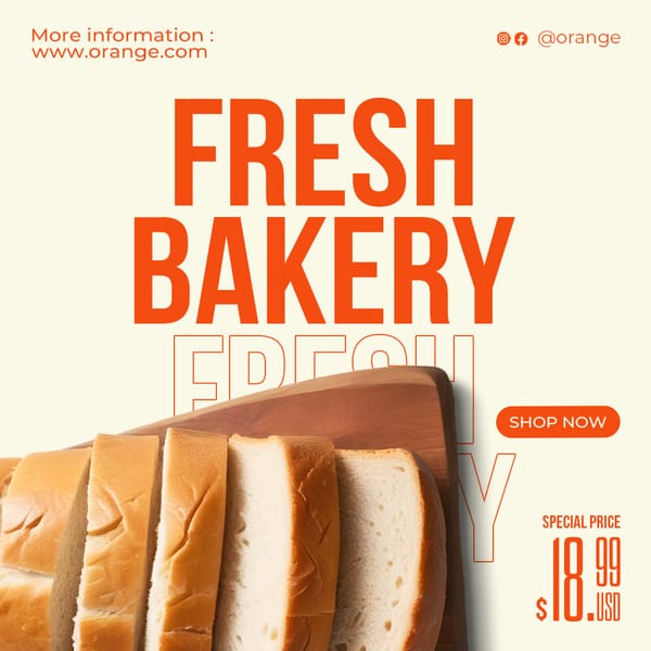 Fresh Bakery Orange Instagram Post