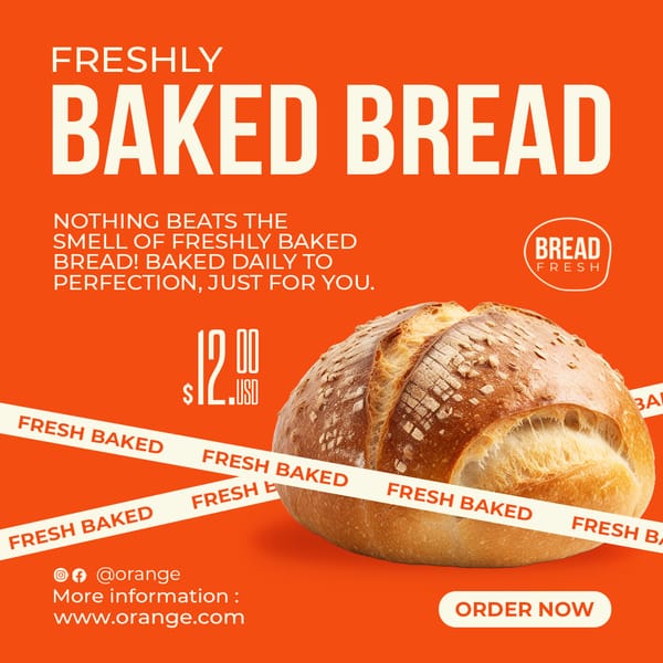 Freshly Baked Bread Orange Instagram Post