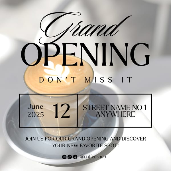 Grand Opening Coffee Shop Cozy Instagram Post