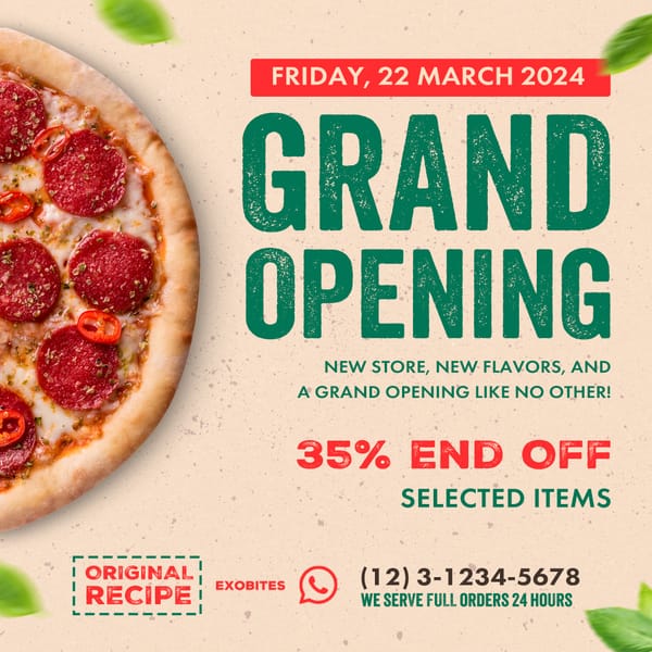 Grand Opening Pizza Exobites Instagram Post