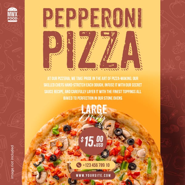 Pepperoni Pizza Instagram Post Template