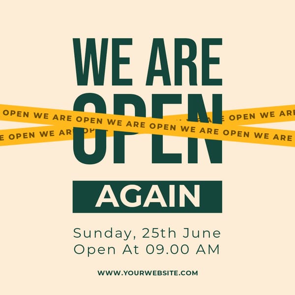 We Are Open Again Etigma Instagram Post