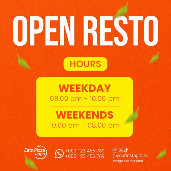 Schedule Open Resto Instagram Post Templates
